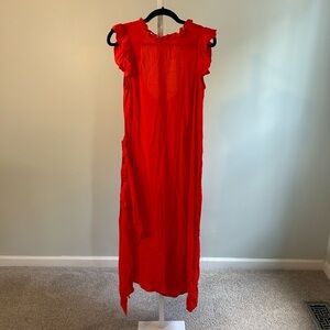 Asos Red Ruffled Wrap Midi Dress